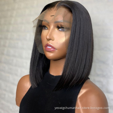 Cheap Full Hd Swiss Straight Bob Human Hair Wig Short Raw Brazilian Cuticle Aligned 100% Virgin Human Hair Lace Front Wig Vendor